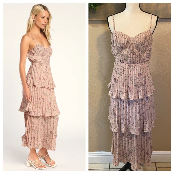 havana ruffle midi dress Havana Nightfall Ruffle Halter Linen Dress L